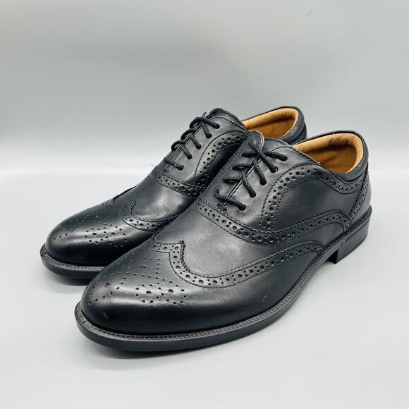 GH Bass & Co Shoes Mens 8.5 Black Leather Flex Step Wingtip Oxford Dress Brogue main image 9